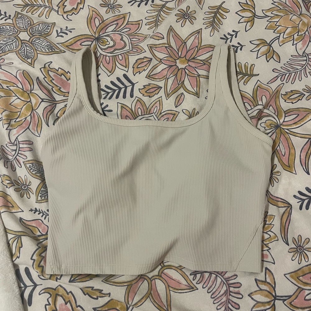 Women's Cream Ribbed Tank Top